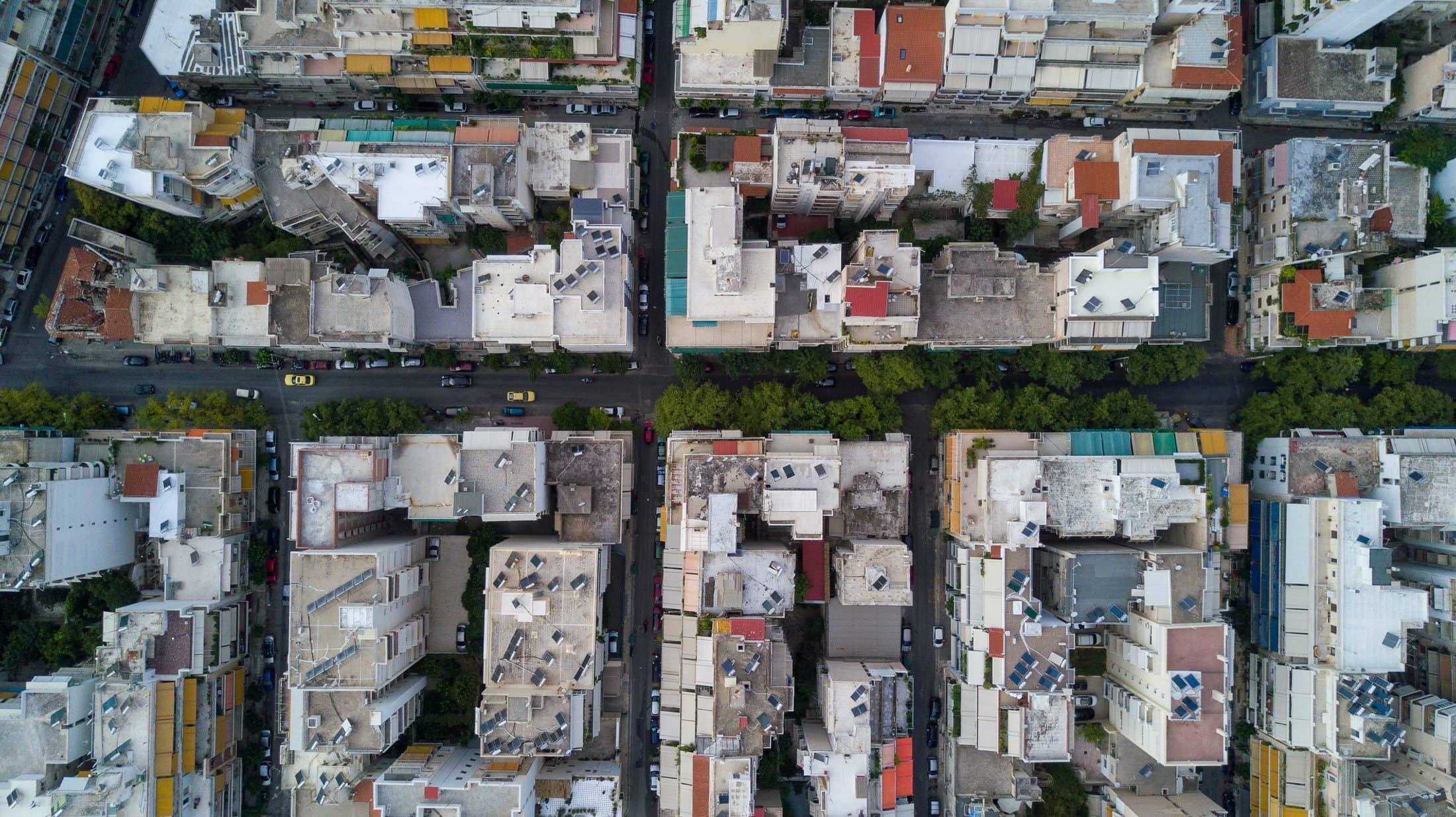 A top view of the city with buildings during the daytime in Greece