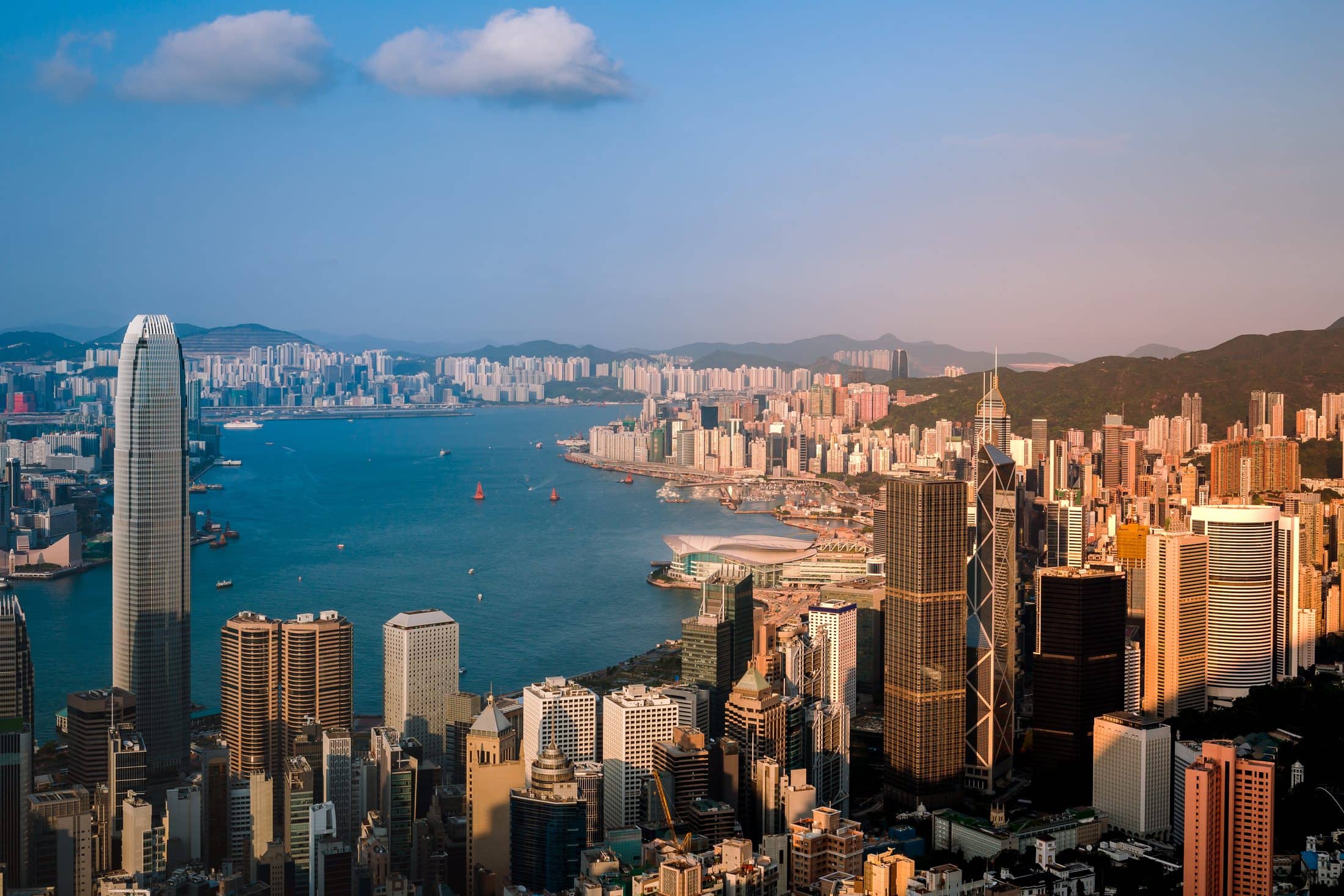 Hong Kong cityscape at daytime. View from Peak
